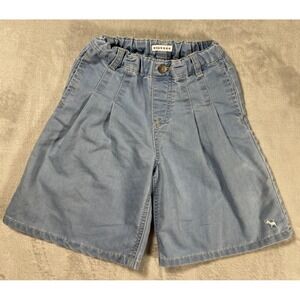 Bluedog Denim Shorts Kids 110 5Y Blue Korean Wide Leg K-Fashion Pleated Elastic